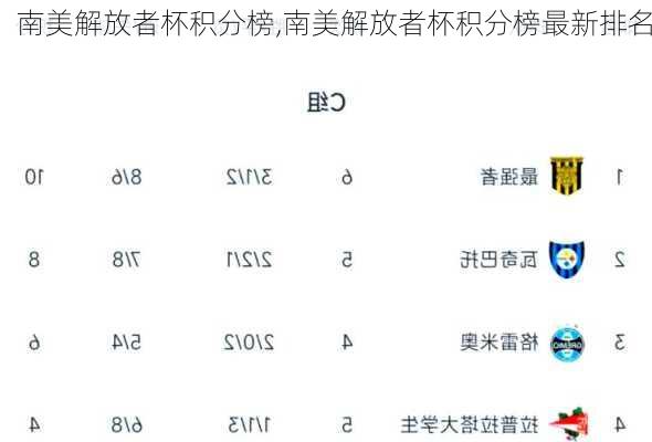 南美解放者杯积分榜,南美解放者杯积分榜最新排名