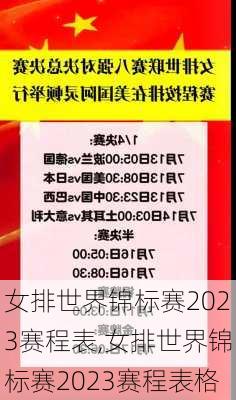 女排世界锦标赛2023赛程表,女排世界锦标赛2023赛程表格