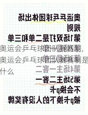 奥运会乒乓球团队赛赛制,奥运会乒乓球团队赛赛制是什么