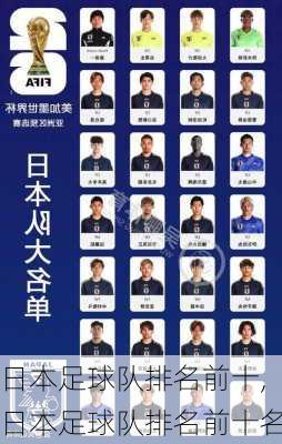 日本足球队排名前十,日本足球队排名前十名