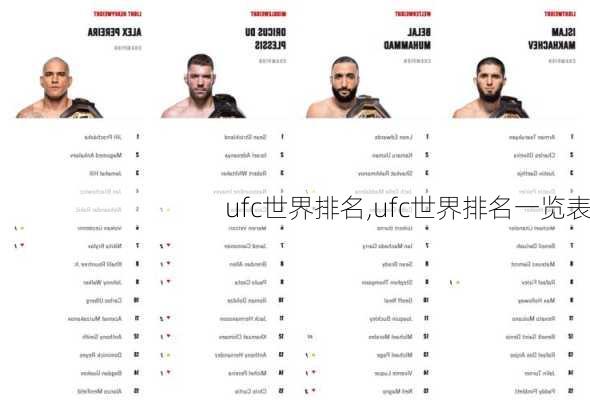 ufc世界排名,ufc世界排名一览表
