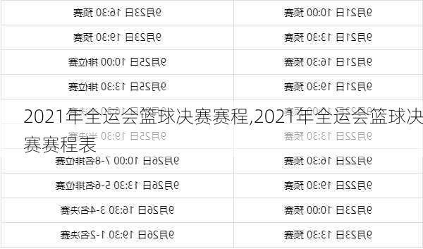2021年全运会篮球决赛赛程,2021年全运会篮球决赛赛程表