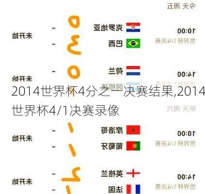 2014世界杯4分之一决赛结果,2014世界杯4/1决赛录像