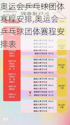 奥运会乒乓球团体赛程安排,奥运会乒乓球团体赛程安排表