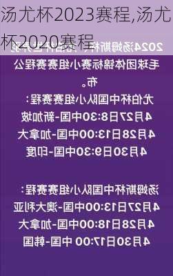 汤尤杯2023赛程,汤尤杯2020赛程