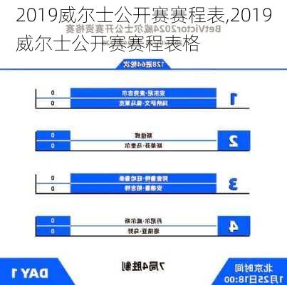 2019威尔士公开赛赛程表,2019威尔士公开赛赛程表格