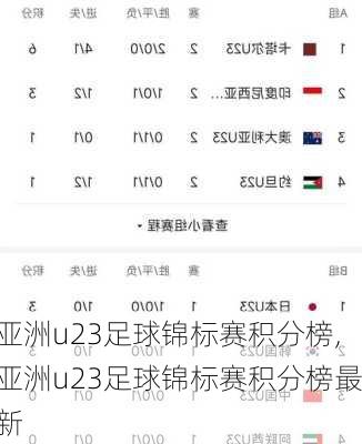 亚洲u23足球锦标赛积分榜,亚洲u23足球锦标赛积分榜最新