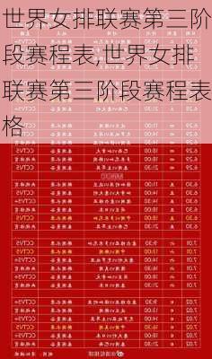 世界女排联赛第三阶段赛程表,世界女排联赛第三阶段赛程表格