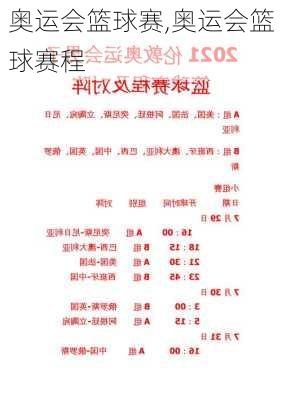 奥运会篮球赛,奥运会篮球赛程