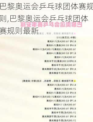 巴黎奥运会乒乓球团体赛规则,巴黎奥运会乒乓球团体赛规则最新