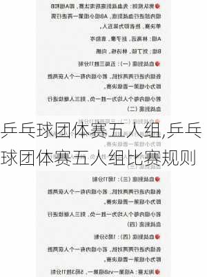 乒乓球团体赛五人组,乒乓球团体赛五人组比赛规则