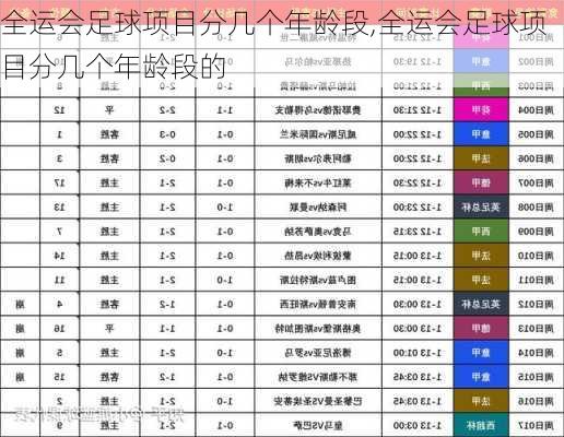 全运会足球项目分几个年龄段,全运会足球项目分几个年龄段的