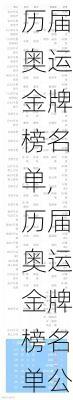 历届奥运金牌榜名单,历届奥运金牌榜名单公布