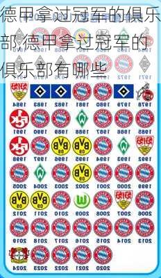 德甲拿过冠军的俱乐部,德甲拿过冠军的俱乐部有哪些