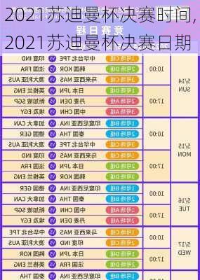 2021苏迪曼杯决赛时间,2021苏迪曼杯决赛日期