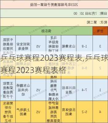 乒乓球赛程2023赛程表,乒乓球赛程2023赛程表格