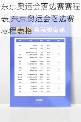 东京奥运会落选赛赛程表,东京奥运会落选赛赛程表格