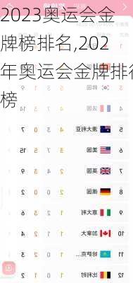 2023奥运会金牌榜排名,202年奥运会金牌排行榜