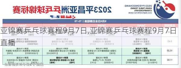 亚锦赛乒乓球赛程9月7日,亚锦赛乒乓球赛程9月7日直播