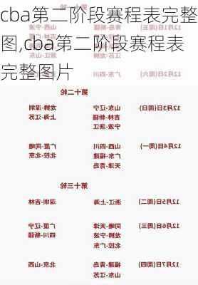 cba第二阶段赛程表完整图,cba第二阶段赛程表完整图片
