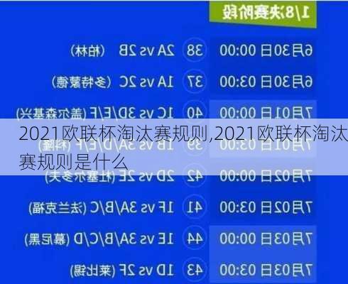 2021欧联杯淘汰赛规则,2021欧联杯淘汰赛规则是什么