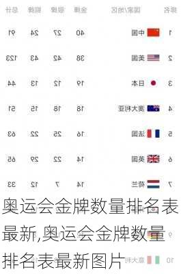 奥运会金牌数量排名表最新,奥运会金牌数量排名表最新图片