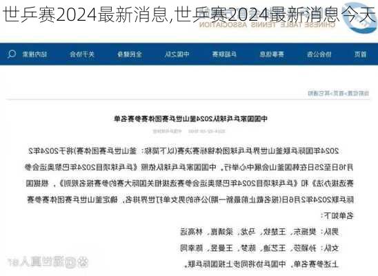 世乒赛2024最新消息,世乒赛2024最新消息今天