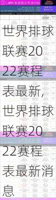 世界排球联赛2022赛程表最新,世界排球联赛2022赛程表最新消息