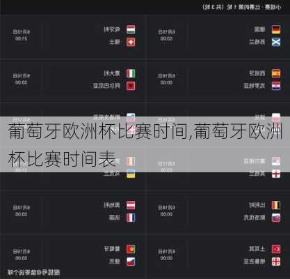 葡萄牙欧洲杯比赛时间,葡萄牙欧洲杯比赛时间表