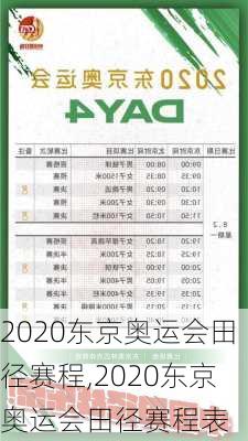 2020东京奥运会田径赛程,2020东京奥运会田径赛程表
