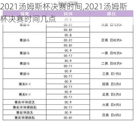 2021汤姆斯杯决赛时间,2021汤姆斯杯决赛时间几点