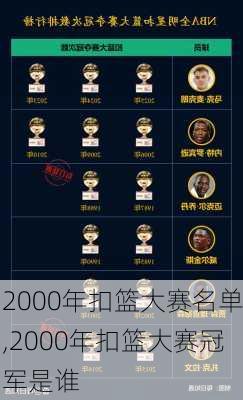 2000年扣篮大赛名单,2000年扣篮大赛冠军是谁