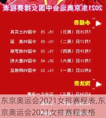 东京奥运会2021女排赛程表,东京奥运会2021女排赛程表格