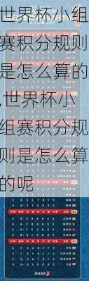 世界杯小组赛积分规则是怎么算的,世界杯小组赛积分规则是怎么算的呢