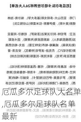 厄瓜多尔足球队大名单,厄瓜多尔足球队名单最新