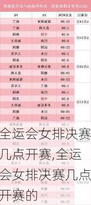 全运会女排决赛几点开赛,全运会女排决赛几点开赛的