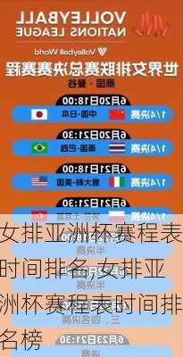 女排亚洲杯赛程表时间排名,女排亚洲杯赛程表时间排名榜