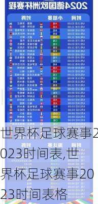 世界杯足球赛事2023时间表,世界杯足球赛事2023时间表格