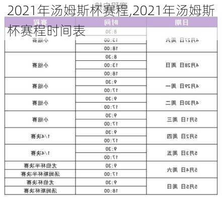 2021年汤姆斯杯赛程,2021年汤姆斯杯赛程时间表