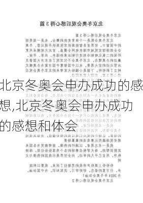 北京冬奥会申办成功的感想,北京冬奥会申办成功的感想和体会