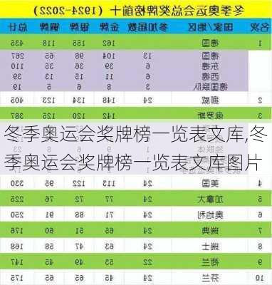冬季奥运会奖牌榜一览表文库,冬季奥运会奖牌榜一览表文库图片