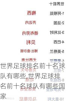 世界足球排名前十名球队有哪些,世界足球排名前十名球队有哪些国家