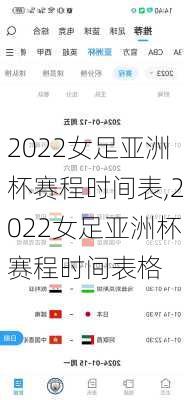 2022女足亚洲杯赛程时间表,2022女足亚洲杯赛程时间表格