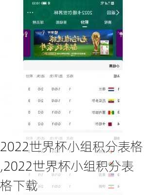 2022世界杯小组积分表格,2022世界杯小组积分表格下载