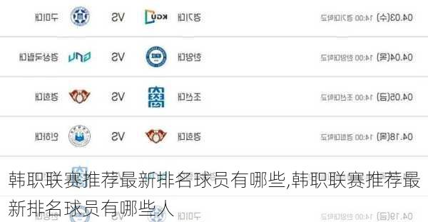 韩职联赛推荐最新排名球员有哪些,韩职联赛推荐最新排名球员有哪些人
