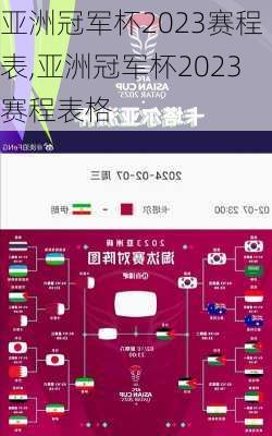 亚洲冠军杯2023赛程表,亚洲冠军杯2023赛程表格