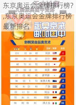 东京奥运会金牌排行榜?,东京奥运会金牌排行榜最新排名