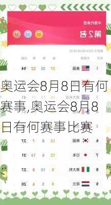 奥运会8月8日有何赛事,奥运会8月8日有何赛事比赛
