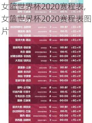 女篮世界杯2020赛程表,女篮世界杯2020赛程表图片