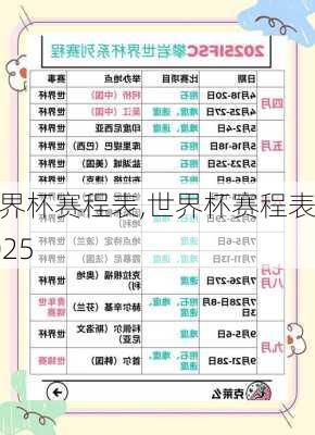 世界杯赛程表,世界杯赛程表2025